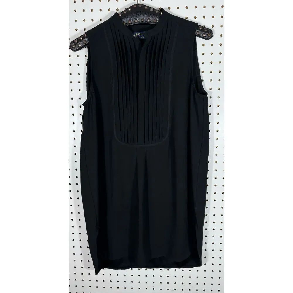 Polo Ralph Lauren womans pleated tuxedo front tunic top size 6